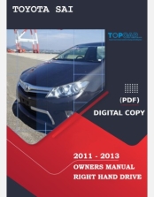 TOYOTA SAI 2011 2012 2013 OWNERS MANUAL IN ENGLISH